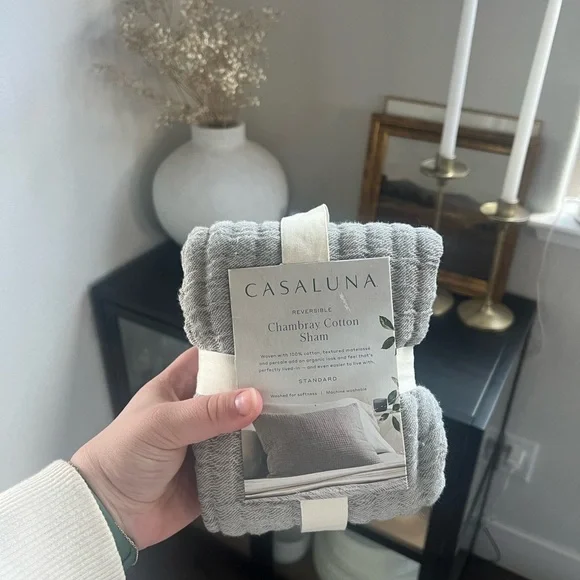 Standard Reversible Textured Cotton
Chambray Coverlet Sham - Casaluna - Picture 5 of 6